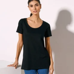 Effen T-shirt in biokatoen met ronde hals, eco-verantwoord