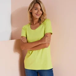 Effen T-shirt in biokatoen met ronde hals, eco-verantwoord