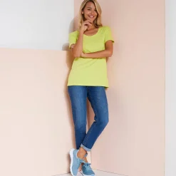 Effen T-shirt in biokatoen met ronde hals, eco-verantwoord