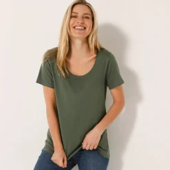 Effen T-shirt in biokatoen met ronde hals, eco-verantwoord