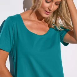Effen T-shirt in biokatoen met ronde hals, eco-verantwoord
