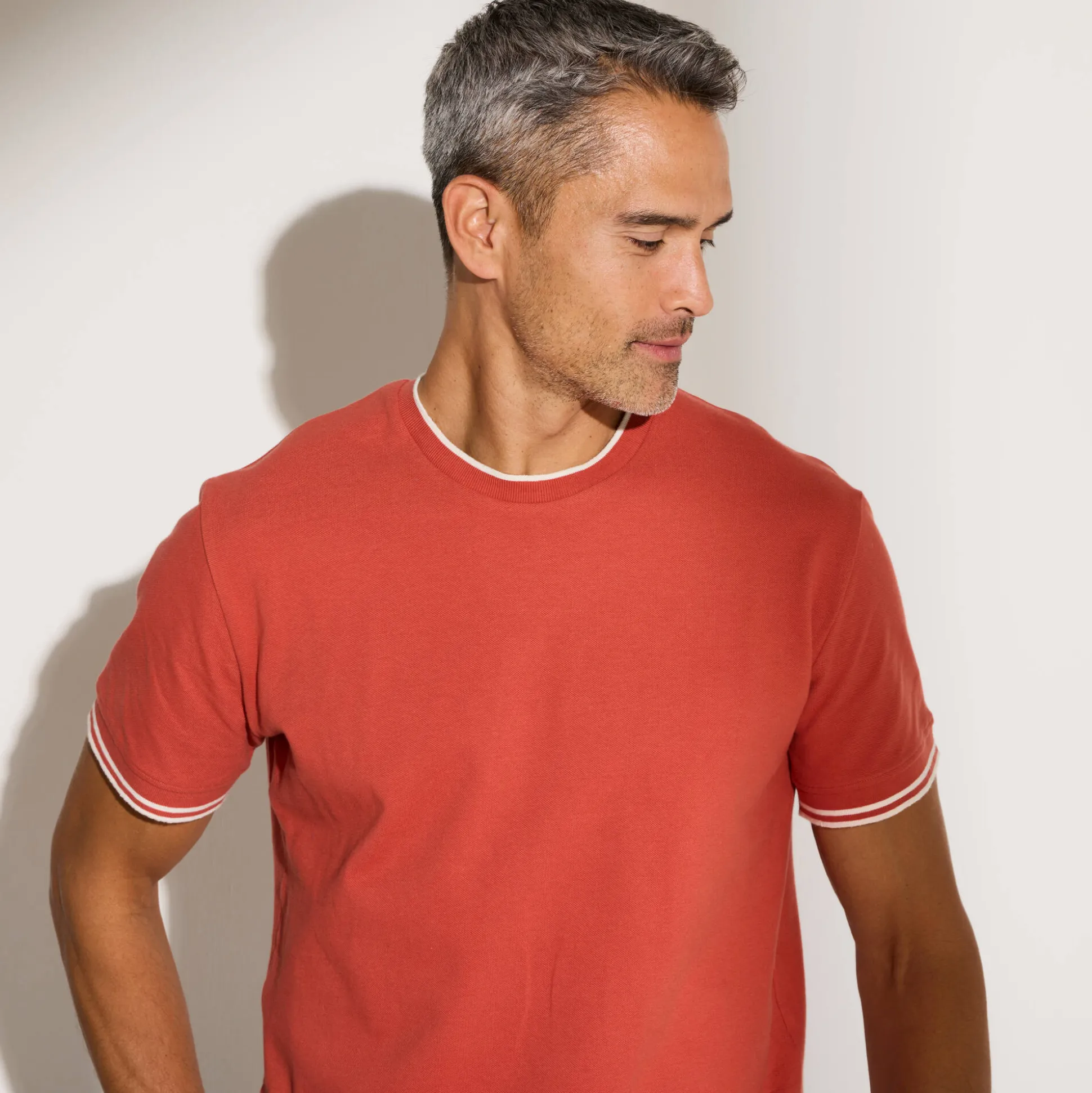 Effen T-shirt in piquétricot, korte mouwen