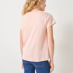 Effen T-shirt met 'hart' borduursel, korte mouwen