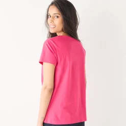 Effen T-shirt met 'hart' borduursel, korte mouwen