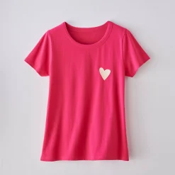 Effen T-shirt met 'hart' borduursel, korte mouwen