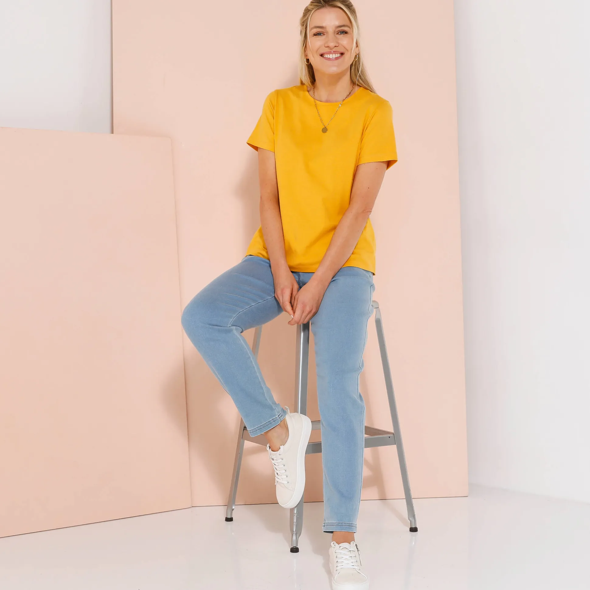 Effen T-shirt met korte mouwen