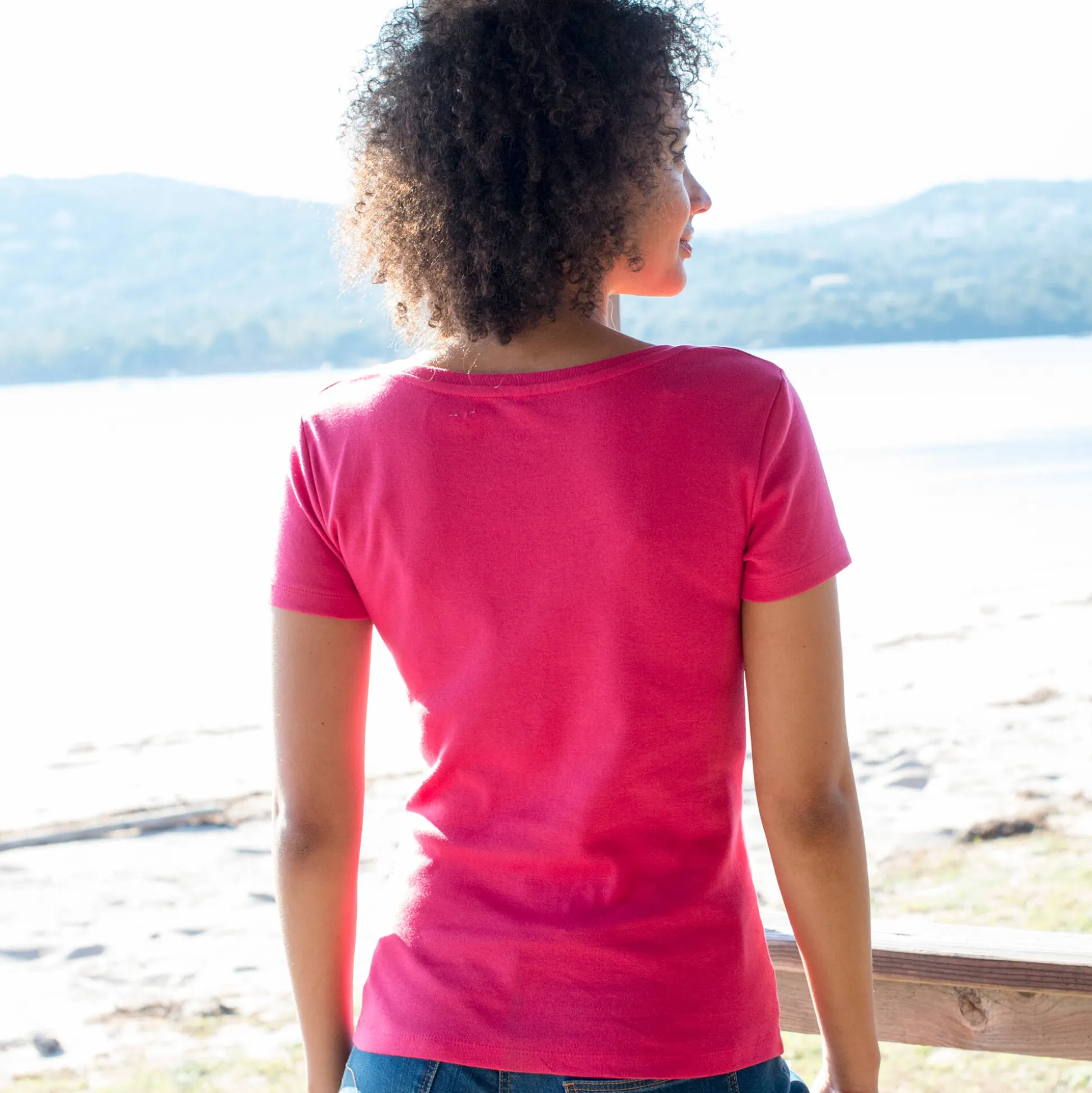 Effen T-shirt met korte mouwen en ronde hals in biokatoen(**)