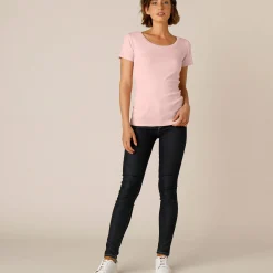Effen T-shirt met korte mouwen en ronde hals in biokatoen(**)