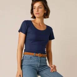 Effen T-shirt met korte mouwen en ronde hals in biokatoen(**)