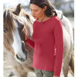 Effen T-shirt met lange mouwen in biokatoen(**)