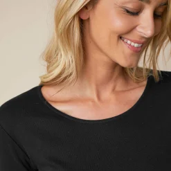 Effen T-shirt met lange mouwen in biokatoen(**)