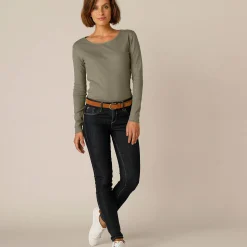 Effen T-shirt met lange mouwen in biokatoen(**)