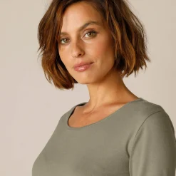 Effen T-shirt met lange mouwen in biokatoen(**)