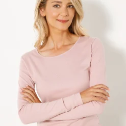 Effen T-shirt met lange mouwen in biokatoen(**)