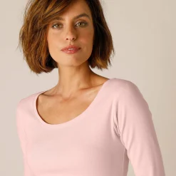 Effen T-shirt met lange mouwen in biokatoen(**)