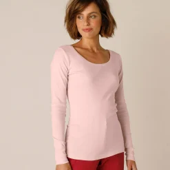Effen T-shirt met lange mouwen in biokatoen(**)