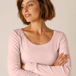Effen T-shirt met lange mouwen in biokatoen(**)