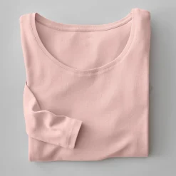Effen T-shirt met lange mouwen in biokatoen(**)