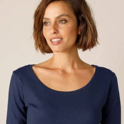 Effen T-shirt met lange mouwen in biokatoen(**)