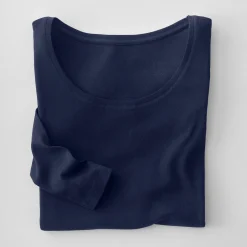 Effen T-shirt met lange mouwen in biokatoen(**)