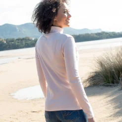 Effen T-shirt met opstaande hals in biokatoen(**)