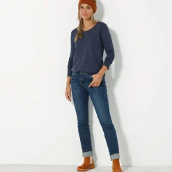 Effen T-shirt met ronde hals en lange mouwen
