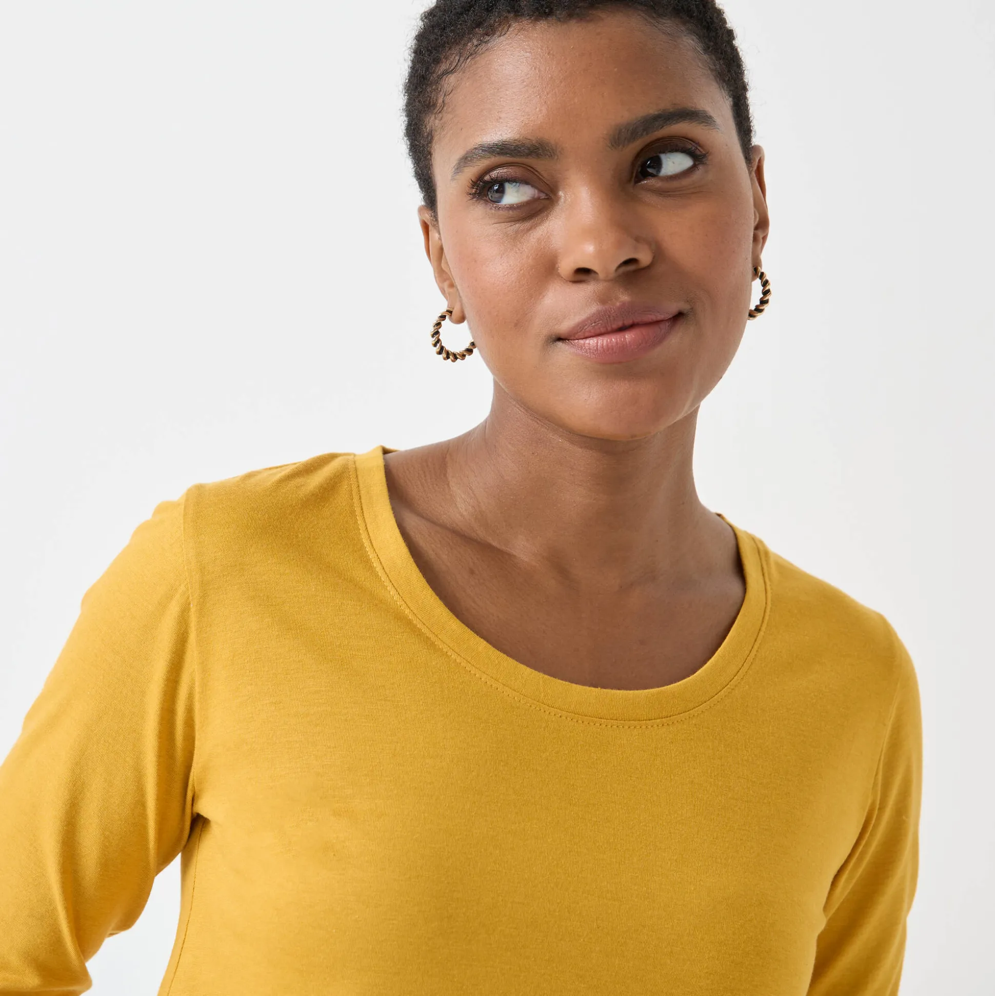 Effen T-shirt met ronde hals en lange mouwen