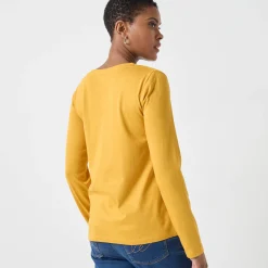 Effen T-shirt met ronde hals en lange mouwen