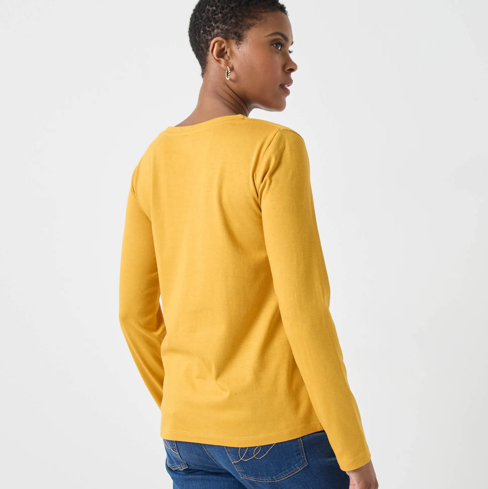 Effen T-shirt met ronde hals en lange mouwen