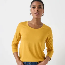 Effen T-shirt met ronde hals en lange mouwen