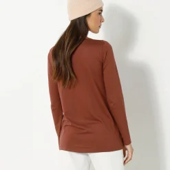 Effen T-shirt met ronde hals en lange mouwen
