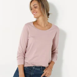 Effen T-shirt met ronde hals en lange mouwen