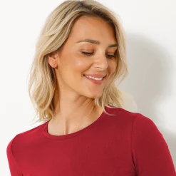 Effen T-shirt met ronde hals, in stretchstof