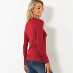 Effen T-shirt met ronde hals, in stretchstof