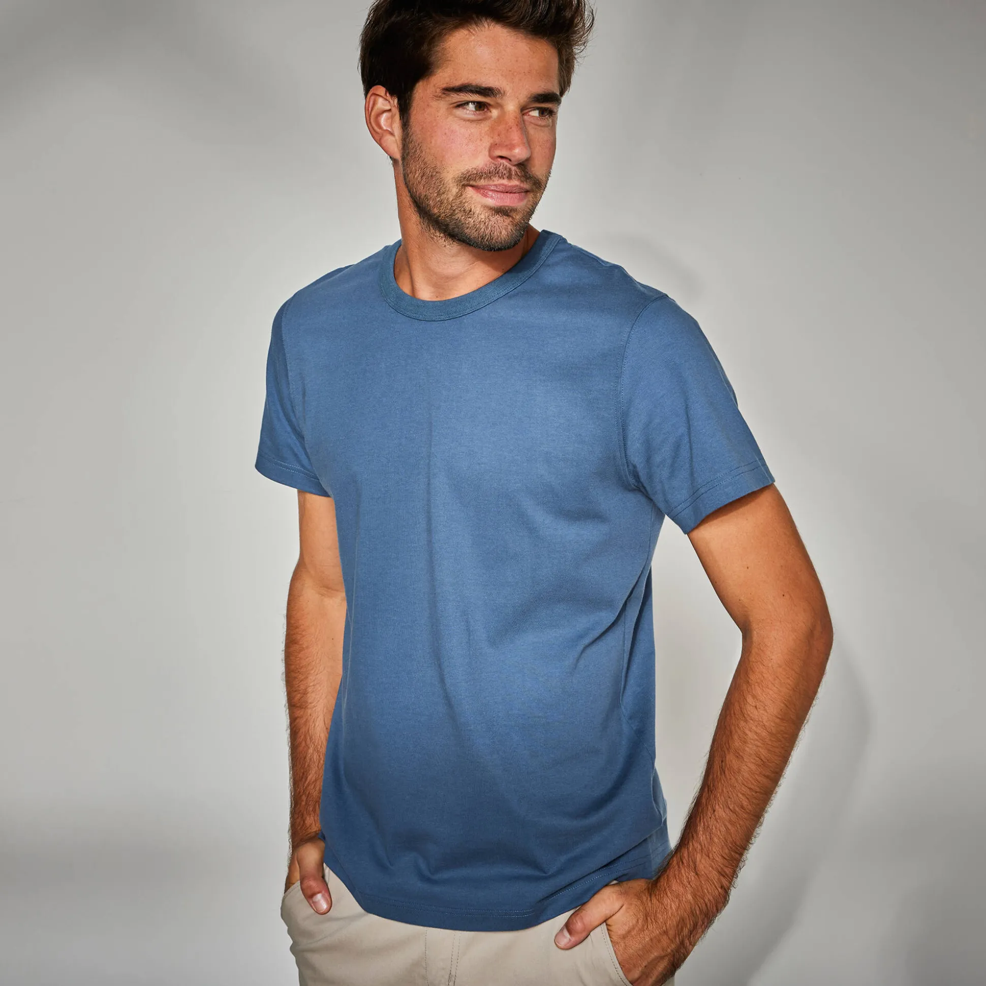 Effen T-shirt met ronde hals en korte mouwen - biologisch katoen