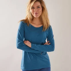 Effen T-shirt met ronde hals en lange mouwen