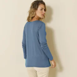Effen T-shirt met ronde hals, in stretchstof