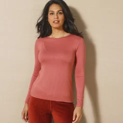 Effen T-shirt met ronde hals, in stretchstof