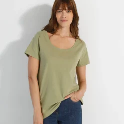 Effen T-shirt met ronde hals en korte mouwen, katoen