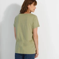 Effen T-shirt met ronde hals en korte mouwen, katoen