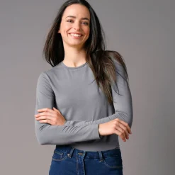 Effen T-shirt met ronde hals, in stretchstof