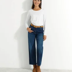 Effen T-shirt met ronde hals en lange mouwen