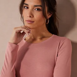 Effen T-shirt met ronde hals, in stretchstof