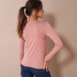 Effen T-shirt met ronde hals, in stretchstof