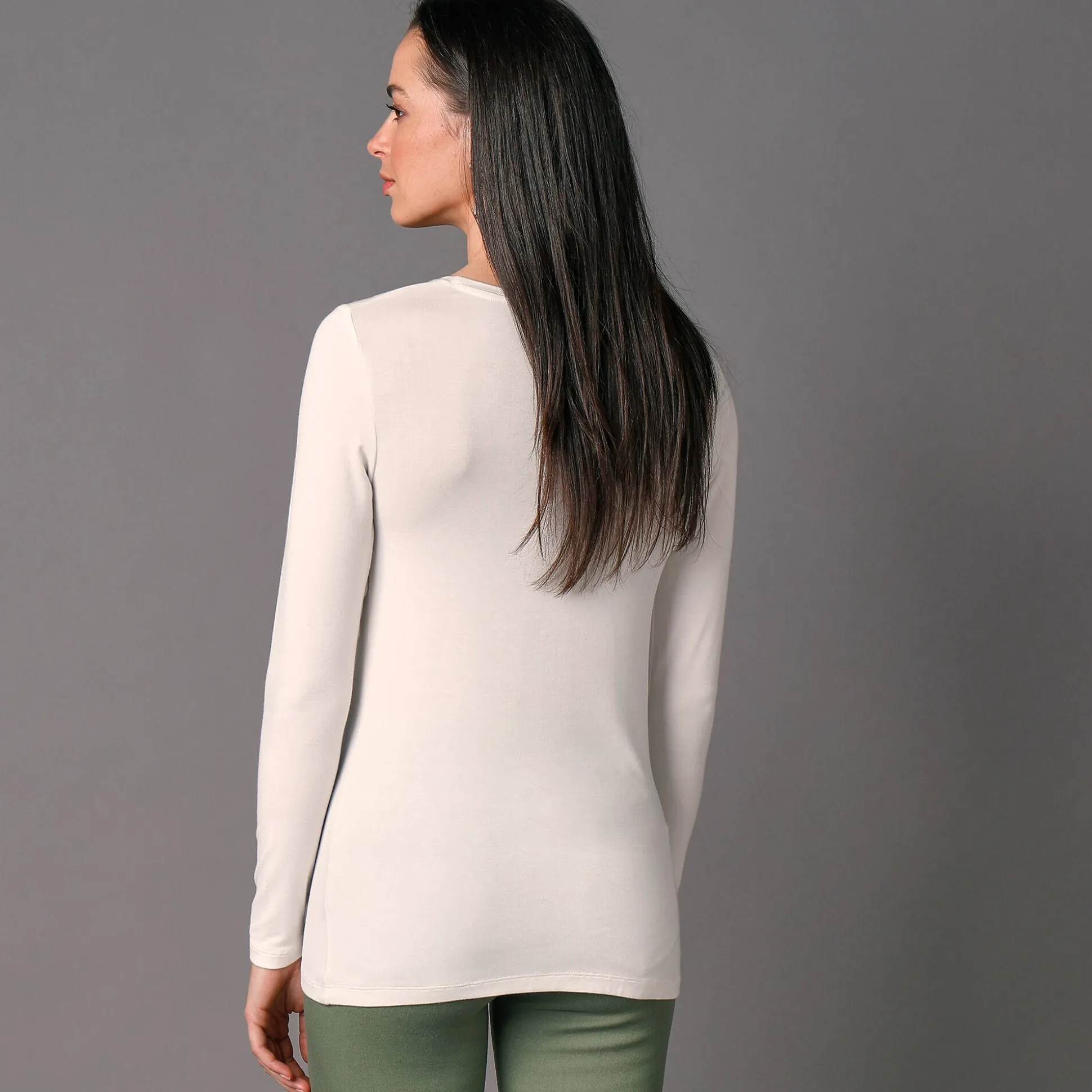 Effen T-shirt met ronde hals, in stretchstof