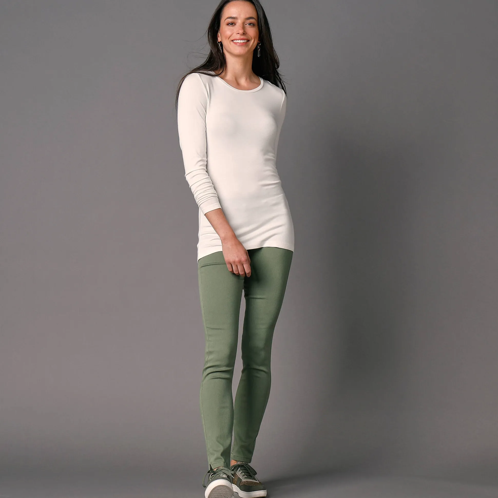 Effen T-shirt met ronde hals, in stretchstof