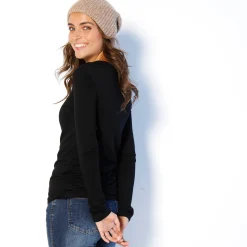 Effen T-shirt met ronde hals, in stretchstof