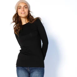 Effen T-shirt met ronde hals, in stretchstof
