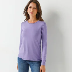 Effen T-shirt met ronde hals, in stretchstof
