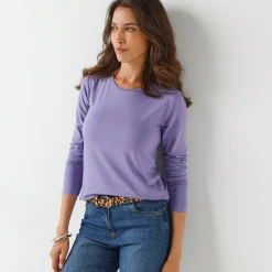 Effen T-shirt met ronde hals, in stretchstof